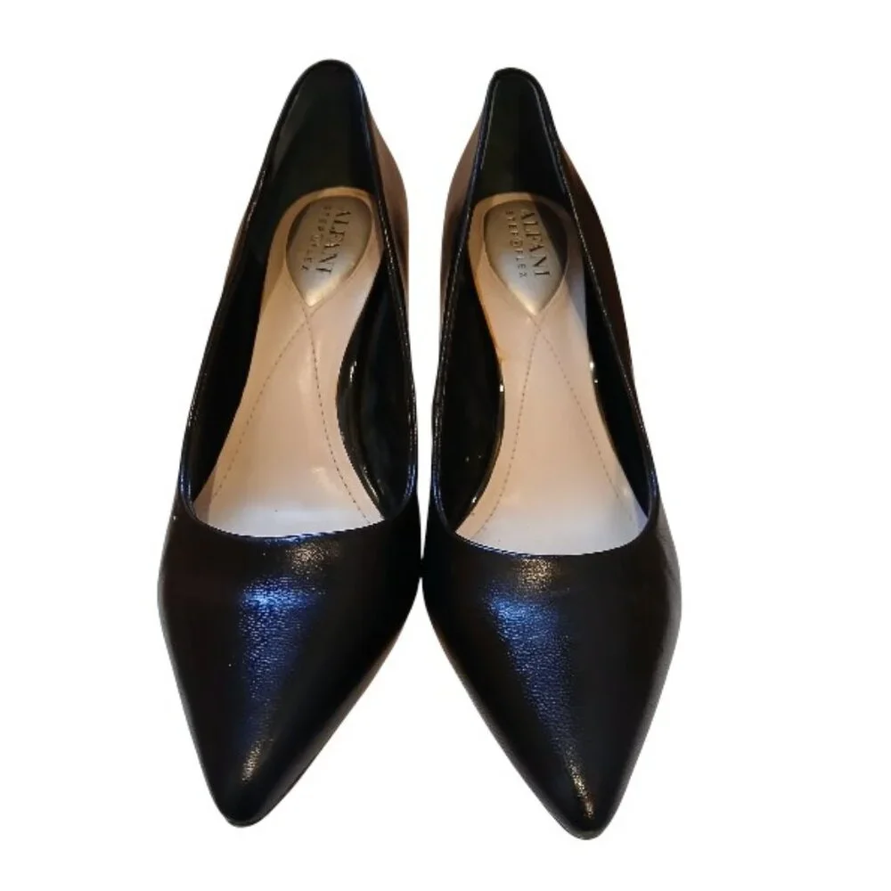 ALFANI Step N' Flex Pointed Toe Elegant Black Leather High Heel Pumps 7.5M -EUC - Picture 9 of 15